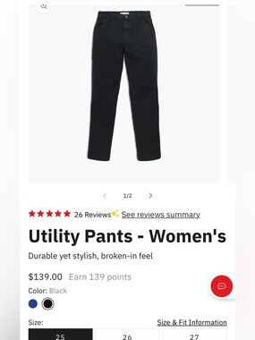 Utility pant topo designs 26 black